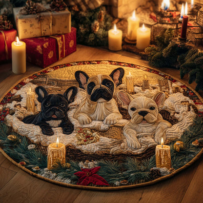 Festive Frenchie Quilted Round Mat GFTOHD12210