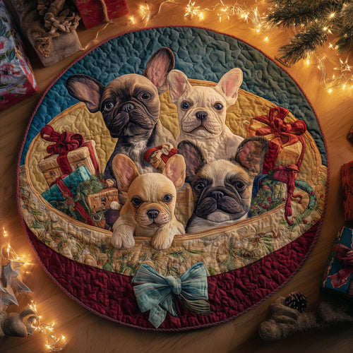 Festive Frenchie Quilted Round Mat GFTOHD12212