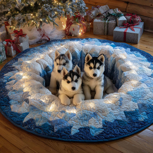 Winter Husky Quilted Round Mat GFTOHD12213