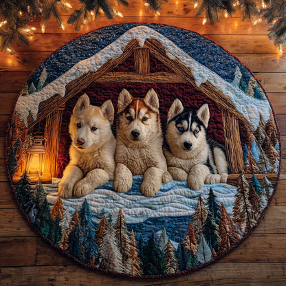 Winter Husky Quilted Round Mat GFTOHD12214