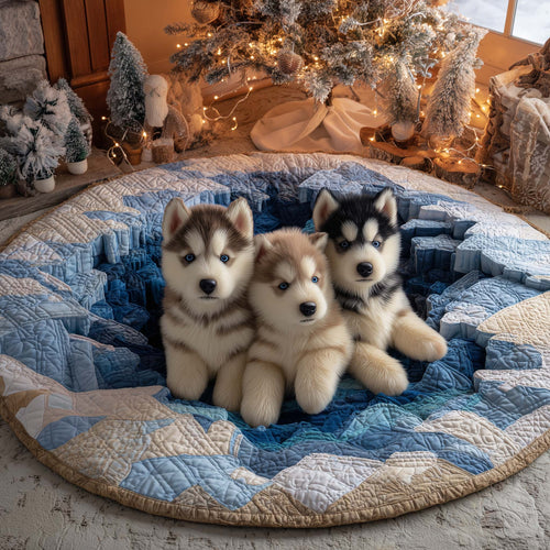 Winter Husky Quilted Round Mat GFTOHD12215