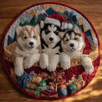 Winter Husky Quilted Round Mat GFTOHD12216
