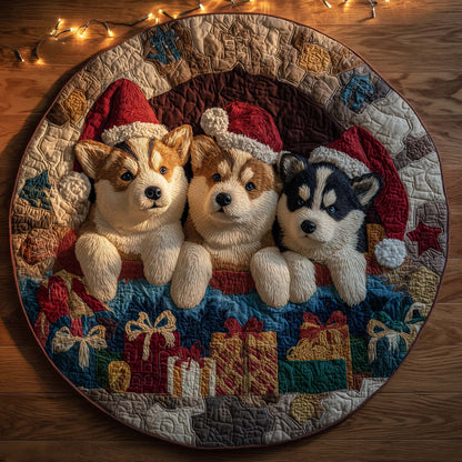 Winter Husky Quilted Round Mat GFTOHD12217