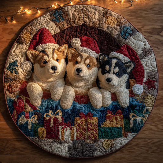 Winter Husky Quilted Round Mat GFTOHD12217