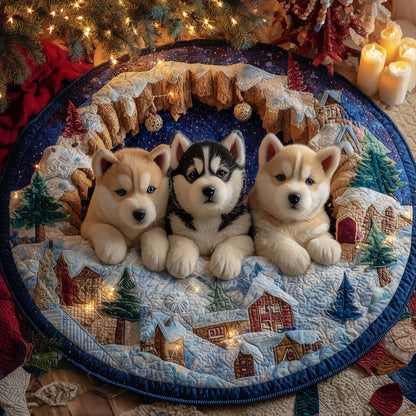 Winter Husky Quilted Round Mat GFTOHD12218