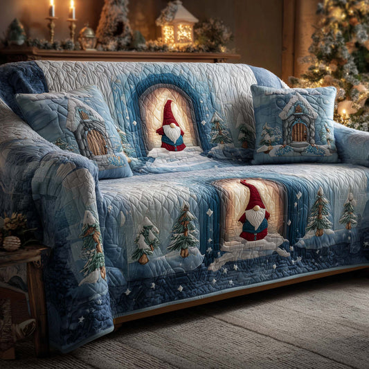 Christmas Gnomes Quilted Sofa Cover GFTOHD12220