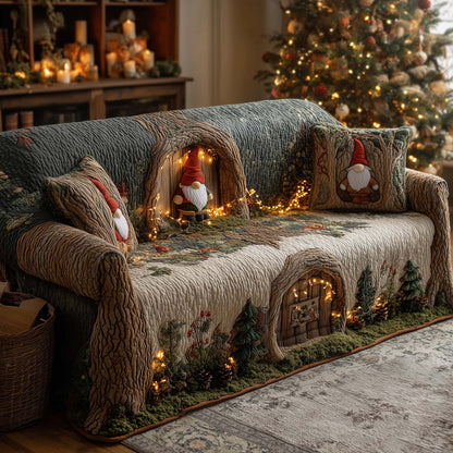 Christmas Gnomes Quilted Sofa Cover GFTOHD12221