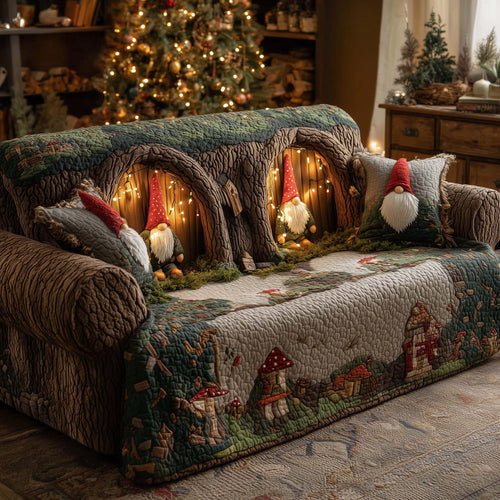 Christmas Gnomes Quilted Sofa Cover GFTOHD12222