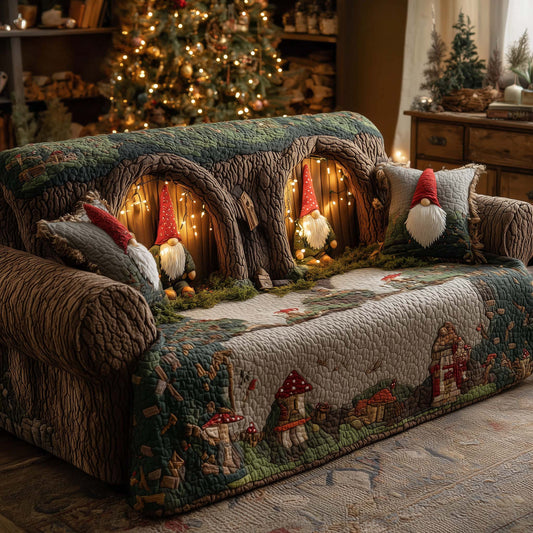 Christmas Gnomes Quilted Sofa Cover GFTOHD12222