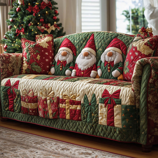 Christmas Gnomes Quilted Sofa Cover GFTOHD12223