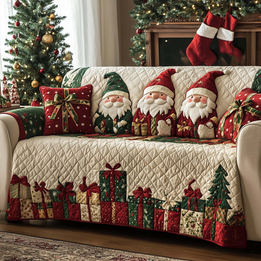 Christmas Gnomes Quilted Sofa Cover GFTOHD12224