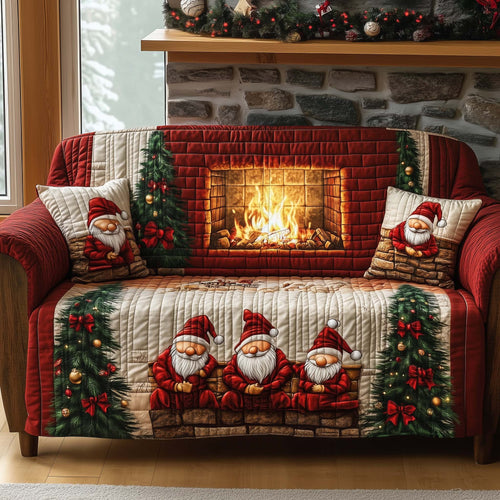 Christmas Gnomes Quilted Sofa Cover GFTOHD12226