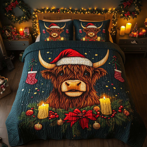 Christmas Highland Cow Duvet Cover Set GFTOHD12232