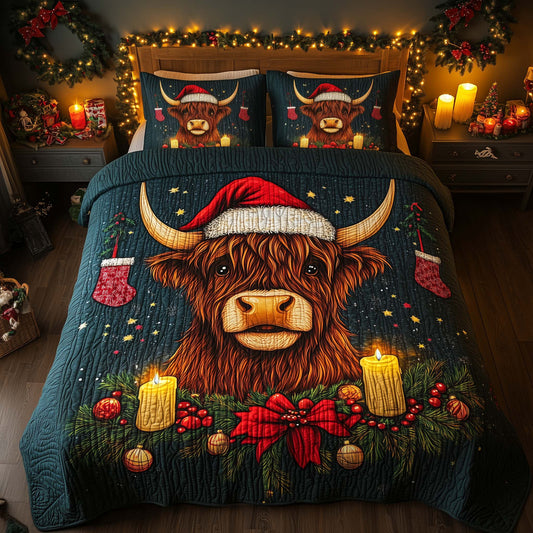 Christmas Highland Cow Duvet Cover Set GFTOHD12232