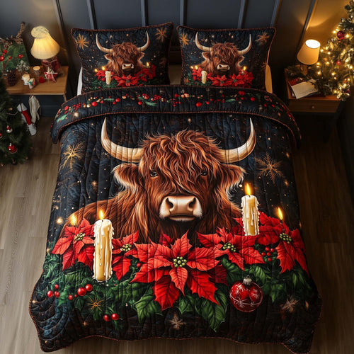 Christmas Highland Cow Duvet Cover Set GFTOHD12233
