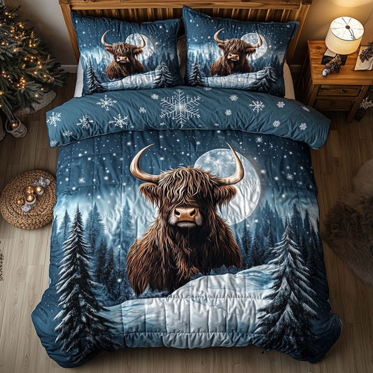 Christmas Highland Cow Duvet Cover Set GFTOHD12234