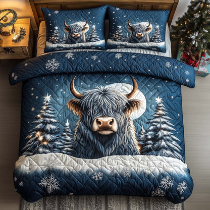 Christmas Highland Cow Duvet Cover Set GFTOHD12235