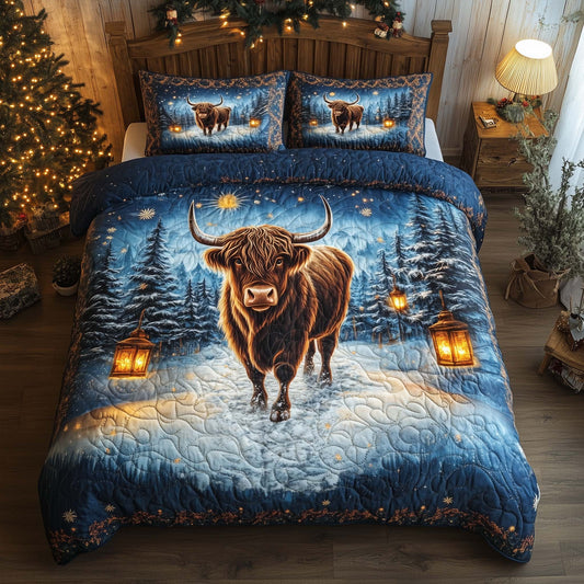 Christmas Highland Cow Duvet Cover Set GFTOHD12236