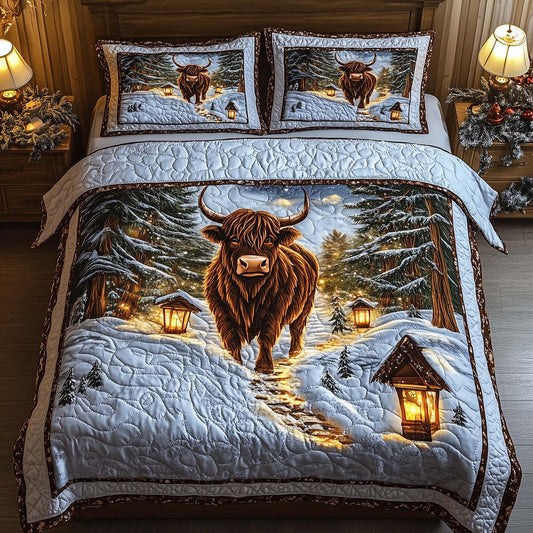 Christmas Highland Cow Duvet Cover Set GFTOHD12237