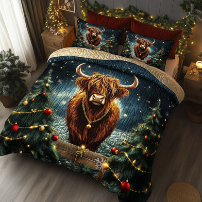 Christmas Highland Cow Duvet Cover Set GFTOHD12238
