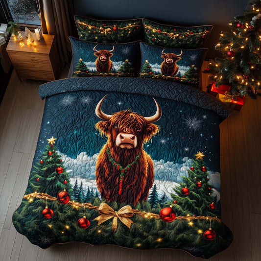 Christmas Highland Cow Duvet Cover Set GFTOHD12239