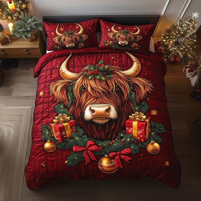 Christmas Highland Cow Duvet Cover Set GFTOHD12240