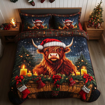 Christmas Highland Cow Duvet Cover Set GFTOHD12241