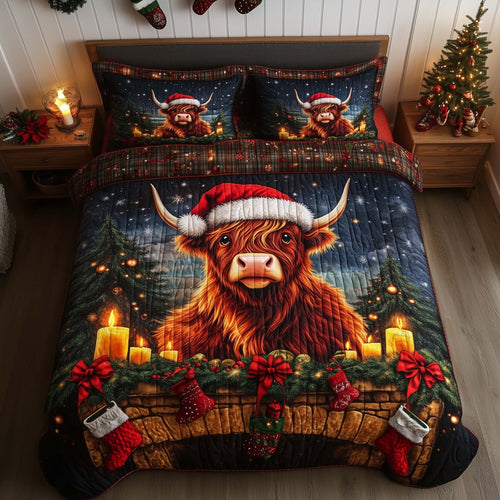 Christmas Highland Cow Duvet Cover Set GFTOHD12241