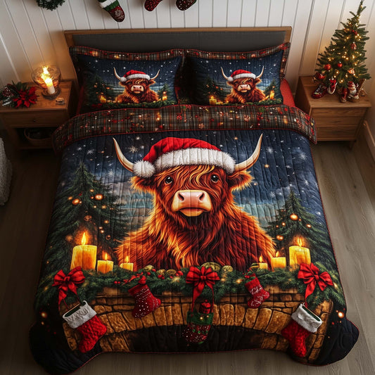 Christmas Highland Cow Duvet Cover Set GFTOHD12241