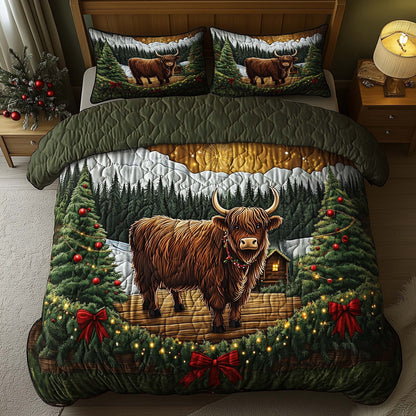 Christmas Highland Cow Duvet Cover Set GFTOHD12242