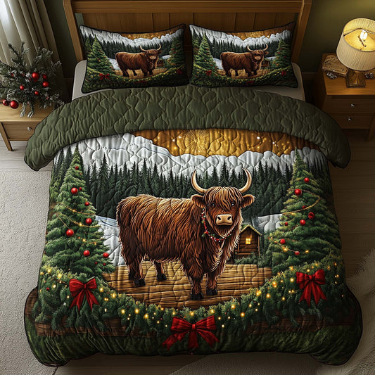 Christmas Highland Cow Duvet Cover Set GFTOHD12242