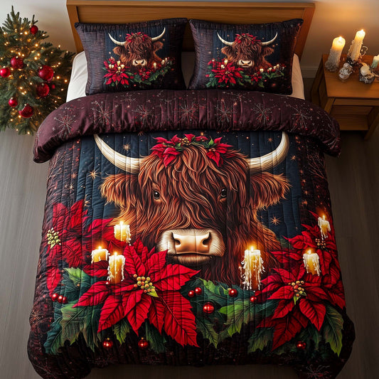 Christmas Highland Cow Duvet Cover Set GFTOHD12243