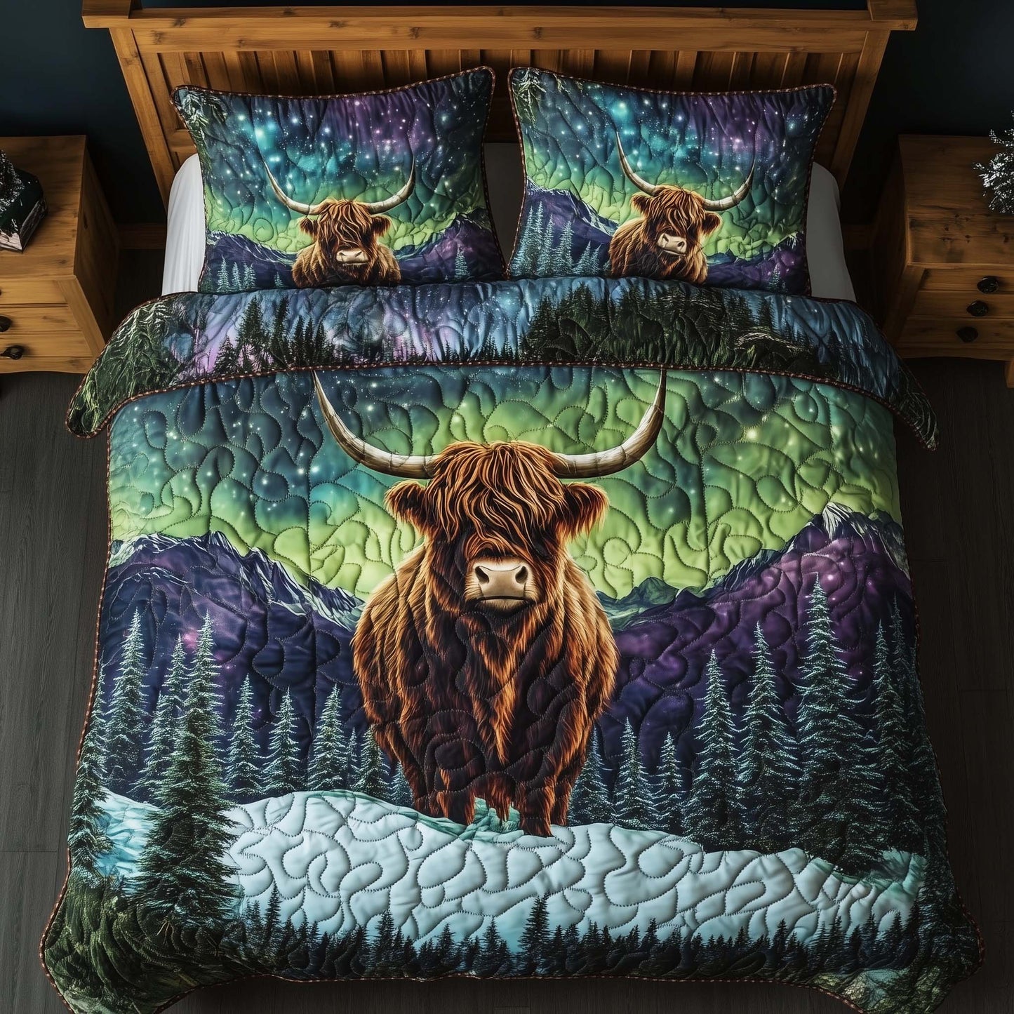 Christmas Highland Cow Duvet Cover Set GFTOHD12244