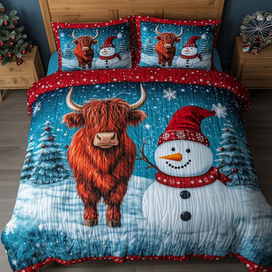 Christmas Highland Cow Duvet Cover Set GFTOHD12246