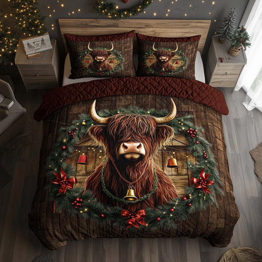 Christmas Highland Cow Duvet Cover Set GFTOHD12247