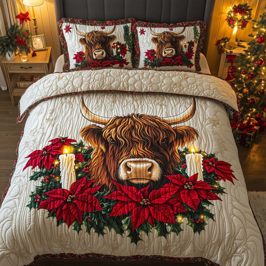 Christmas Highland Cow Duvet Cover Set GFTOHD12248