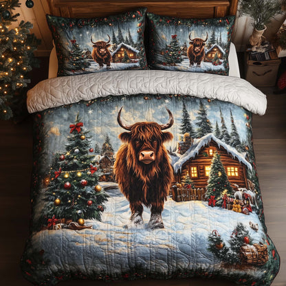 Christmas Highland Cow Duvet Cover Set GFTOHD12249