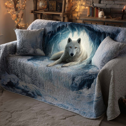 Snowy Wolf Quilted Sofa Cover GFTOHD12251