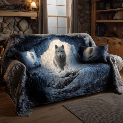 Snowy Wolf Quilted Sofa Cover GFTOHD12252