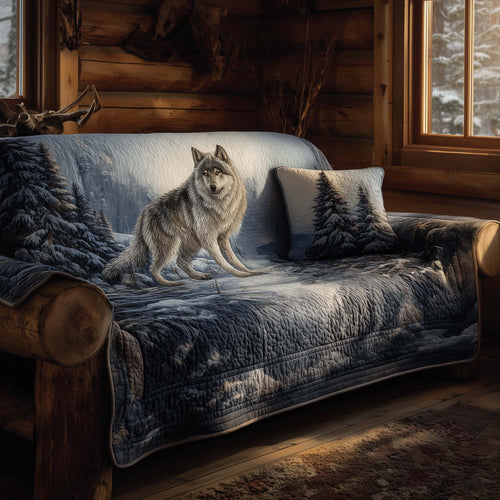 Snowy Wolf Quilted Sofa Cover GFTOHD12253