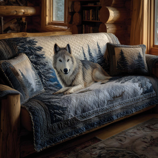 Snowy Wolf Quilted Sofa Cover GFTOHD12254