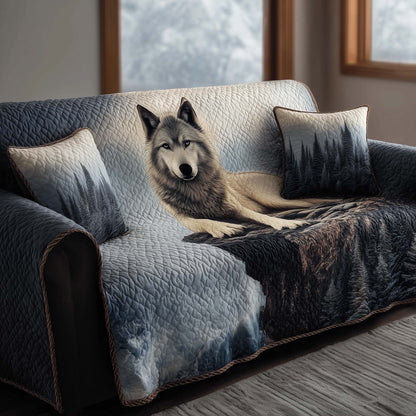 Snowy Wolf Quilted Sofa Cover GFTOHD12255