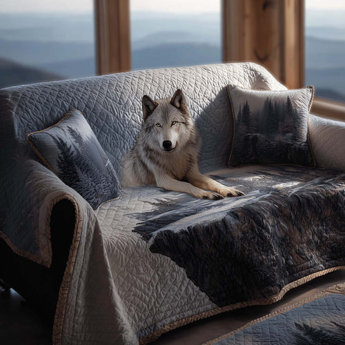 Snowy Wolf Quilted Sofa Cover GFTOHD12256