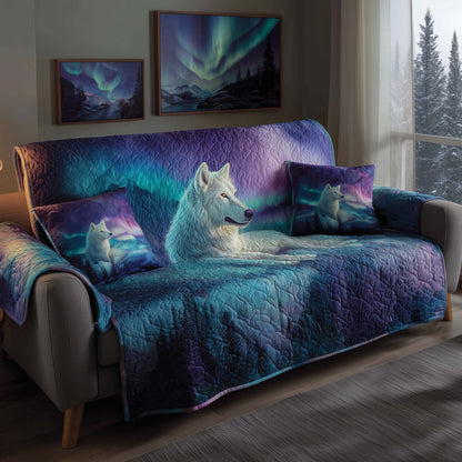 Snowy Wolf Quilted Sofa Cover GFTOHD12257