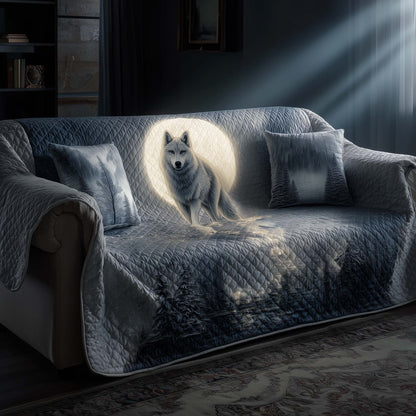 Snowy Wolf Quilted Sofa Cover GFTOHD12259