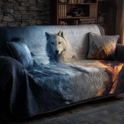 Snowy Wolf Quilted Sofa Cover GFTOHD12260