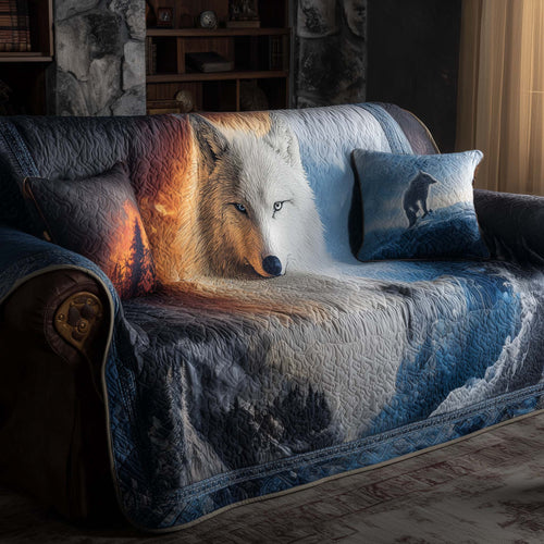 Snowy Wolf Quilted Sofa Cover GFTOHD12261