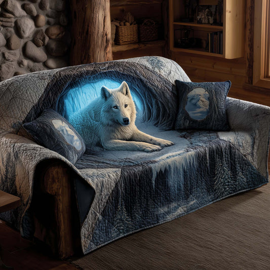 Snowy Wolf Quilted Sofa Cover GFTOHD12262