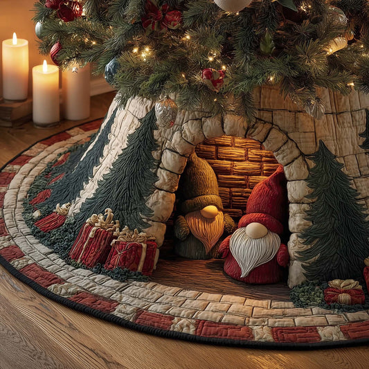 Christmas Gnomes Quilted Tree Skirt GFTOHD12264