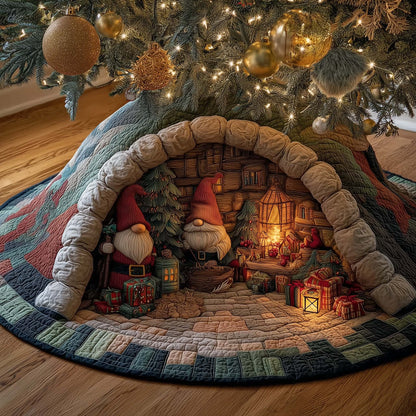 Christmas Gnomes Quilted Tree Skirt GFTOHD12266